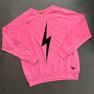 AV Nation Neon Pink Bolt Crewneck